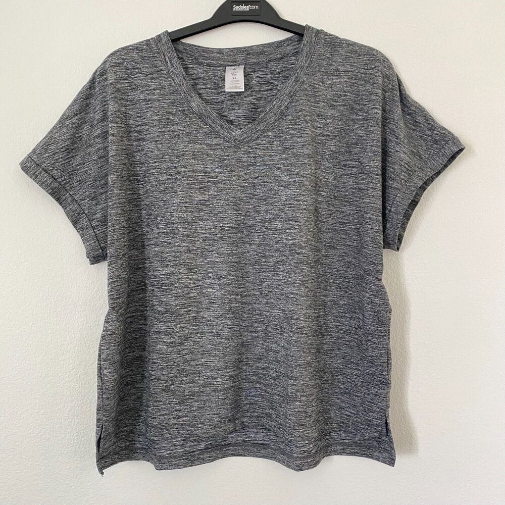 Member's Mark Soft T‎ Shirt Women's V-neck Gray Size XL Stretch Short Sleeve